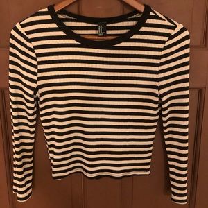 Stripped long sleeve crop top - size small -